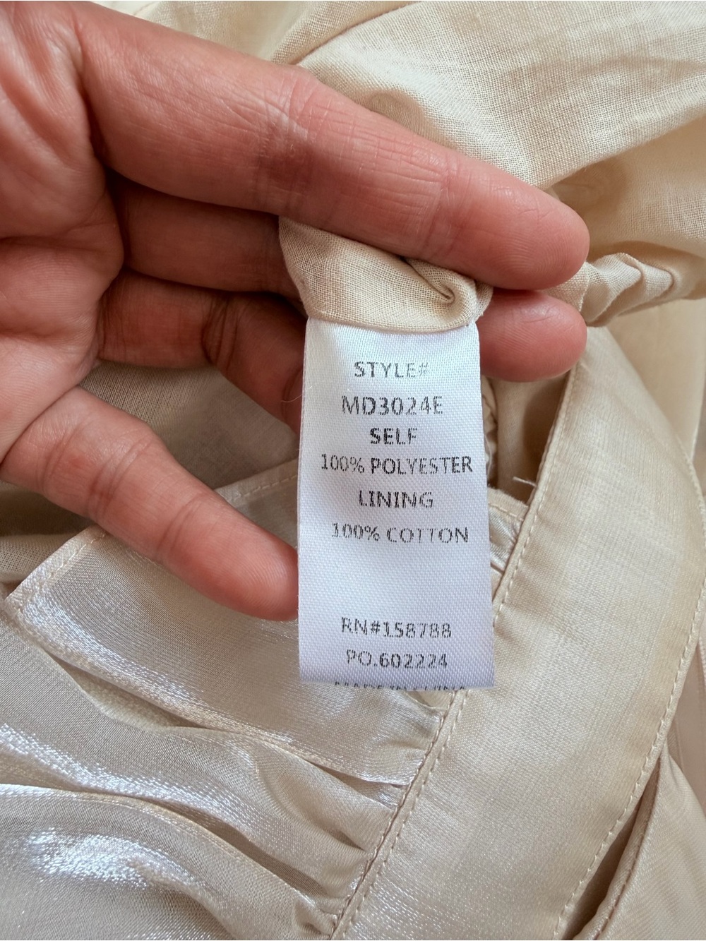Rose & Remington Women’s Champagne Shimmer Organza Babydoll Mini Dress Large - Picture 9 of 13